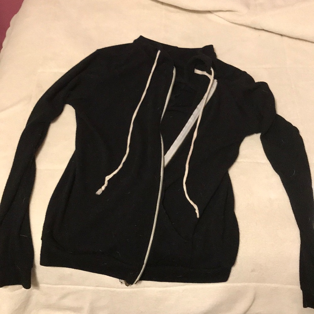 Brandy Melville Black Hooded Oversized Jacket